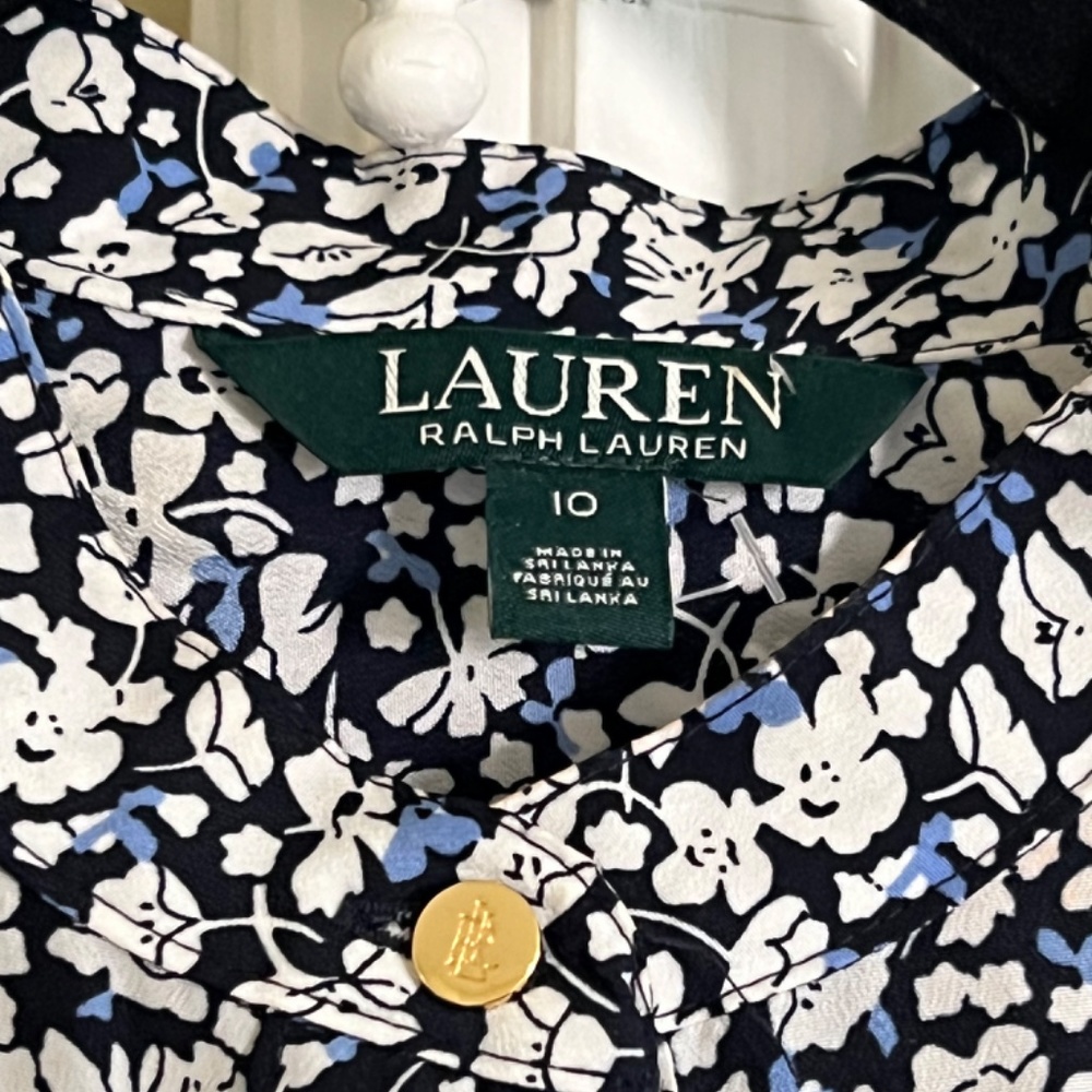 Ralph Lauren Blue Floral Print Long Sleeve Button-Up Shirtwaist Dress S 10 NWOT✨ - Picture 6 of 6
